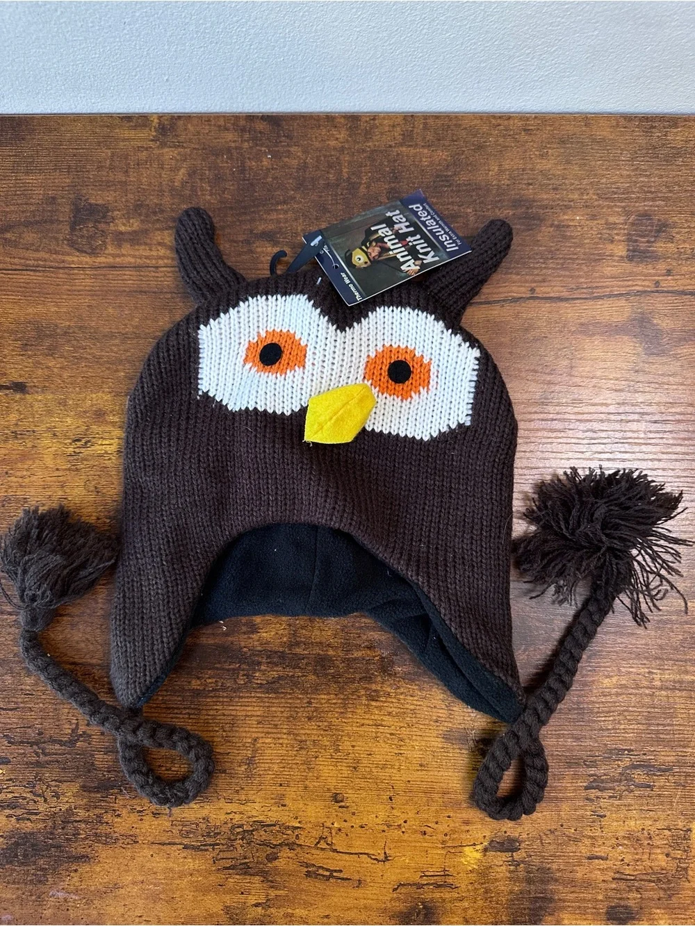 Thermo Wear Owl Animal Knit Hat Insulated Fleece Lined Winter Beanie Earflaps